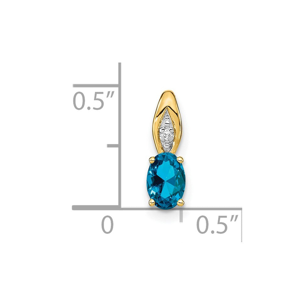 14k Yellow Gold 14k Blue Topaz and Diamond Pendant