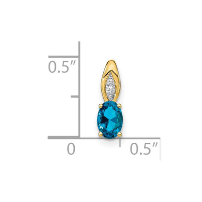 14k Yellow Gold 14k Blue Topaz and Diamond Pendant