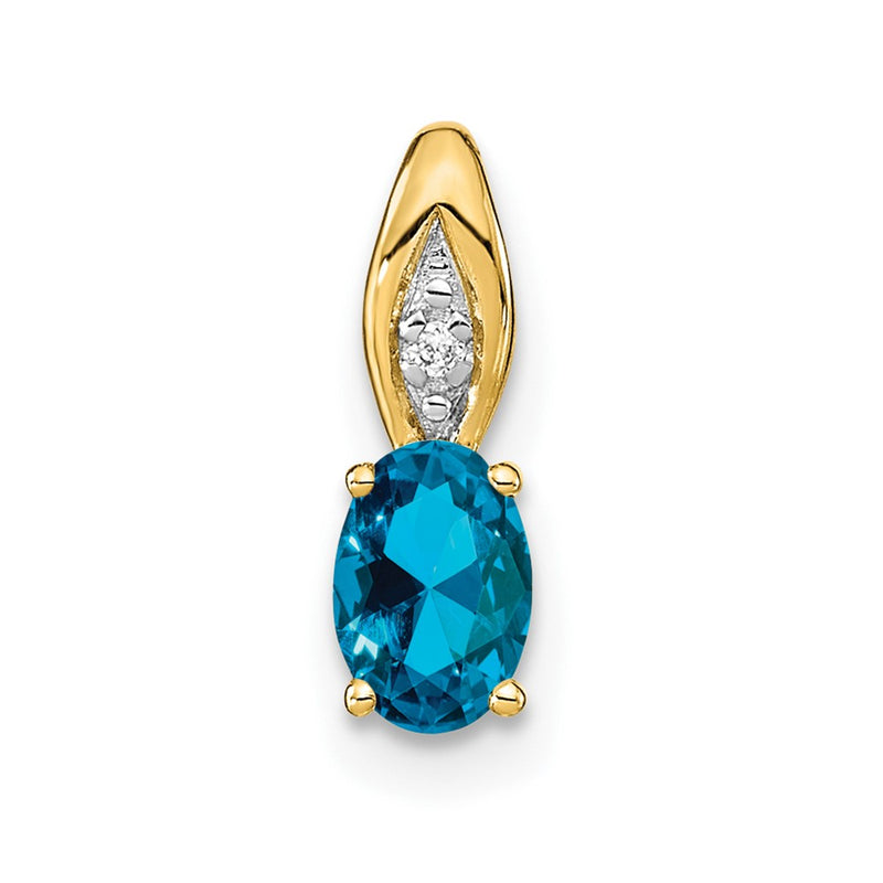 14k Yellow Gold 14k Blue Topaz and Diamond Pendant
