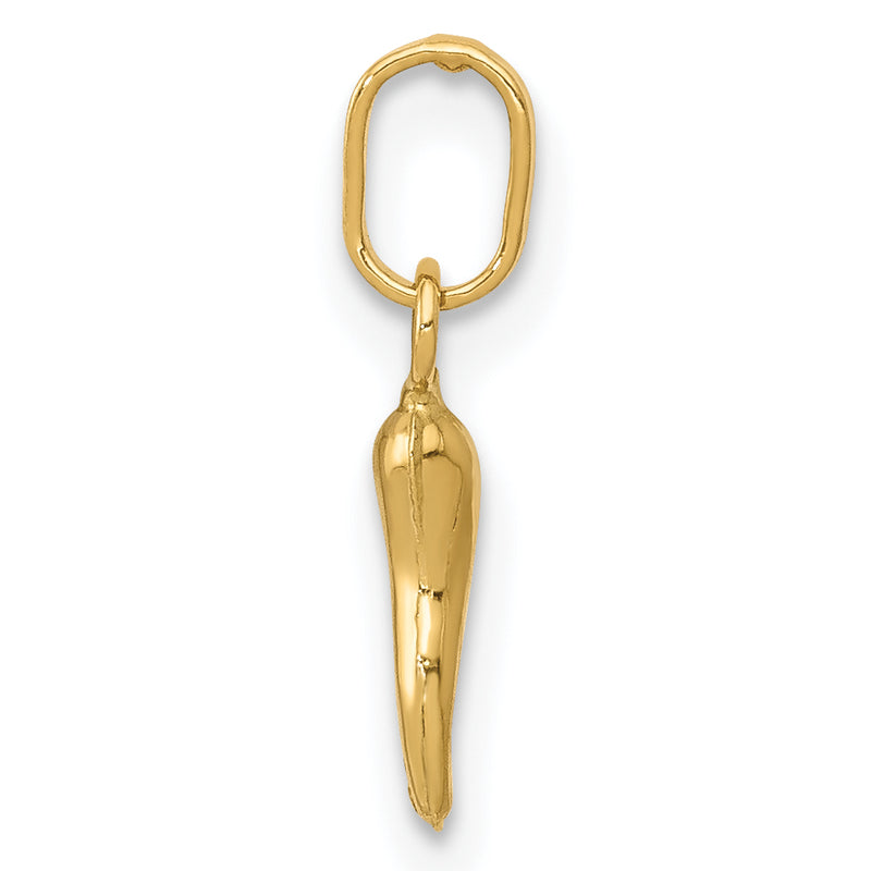 14k Yellow Gold 14k 3D Italian Horn Charm