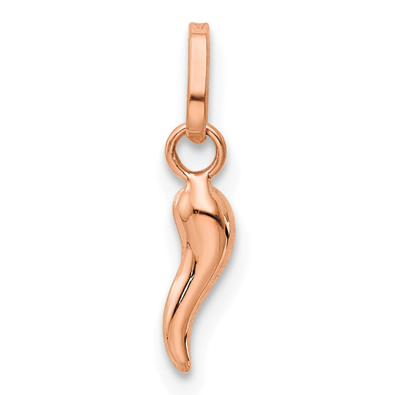14K Rose Gold 3D Italian Horn Charm