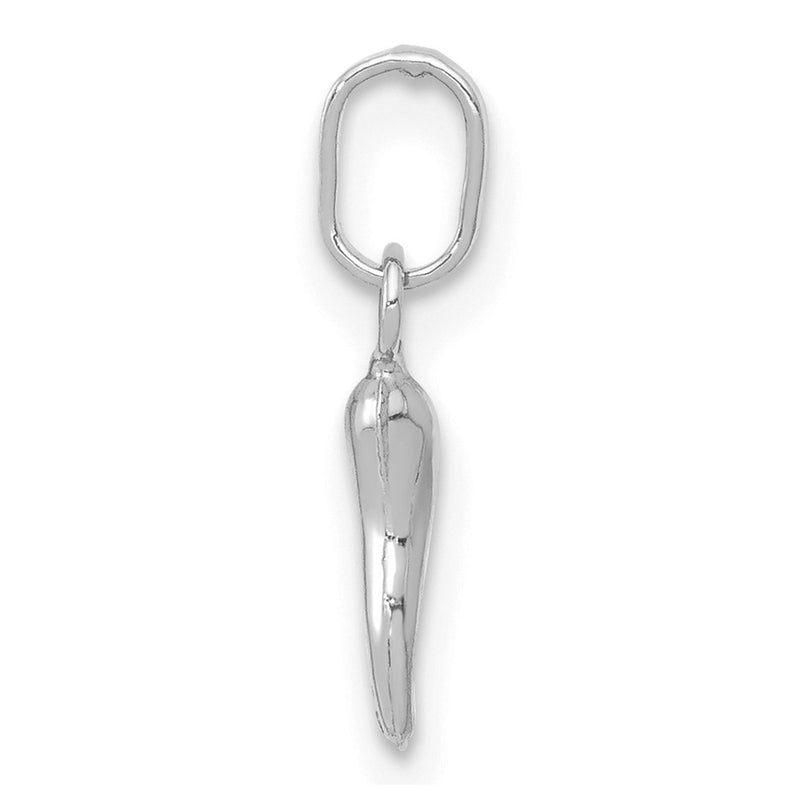 14K White Gold 3D Italian Horn Charm
