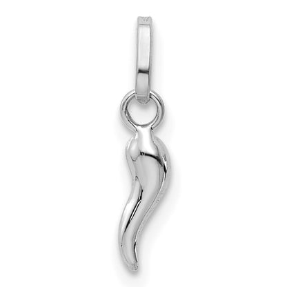 14K White Gold 3D Italian Horn Charm