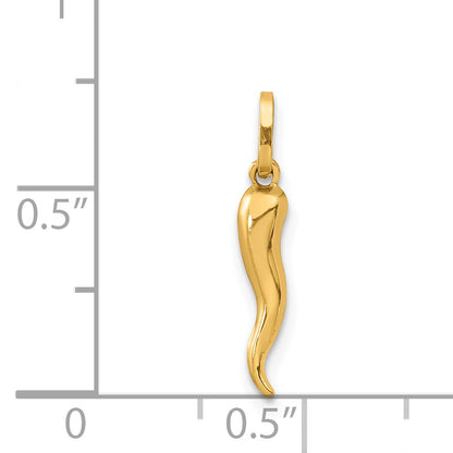 14k Yellow Gold 14k 3D Italian Horn Charm