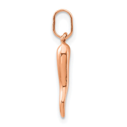 14K Rose Gold 3D Italian Horn Charm