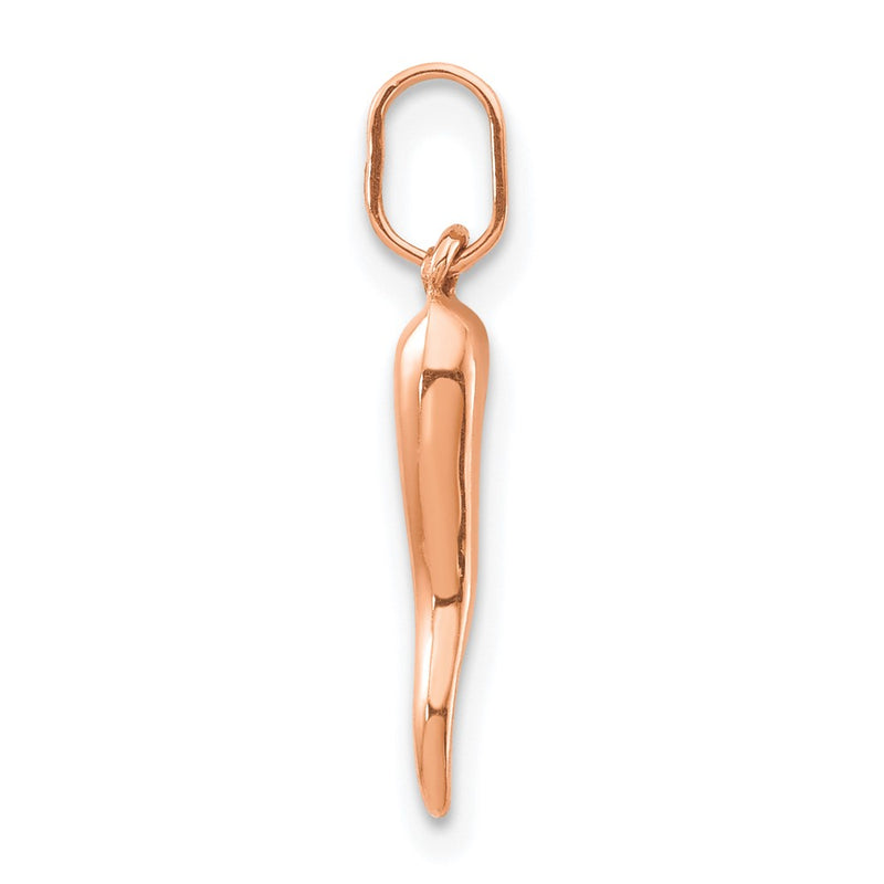 14K Rose Gold 3D Italian Horn Charm