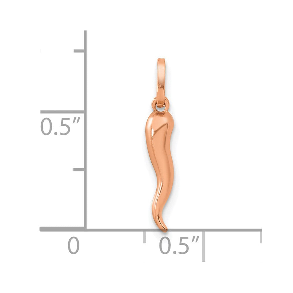 14K Rose Gold 3D Italian Horn Charm