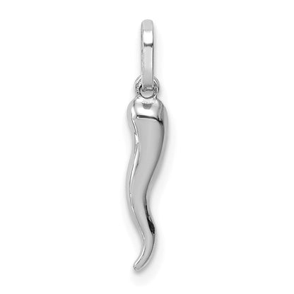 14K White Gold 3D Italian Horn Charm