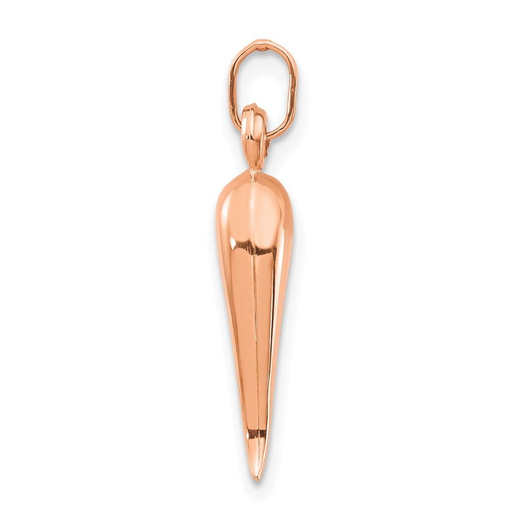 14K Rose Gold 3D Italian Horn Charm