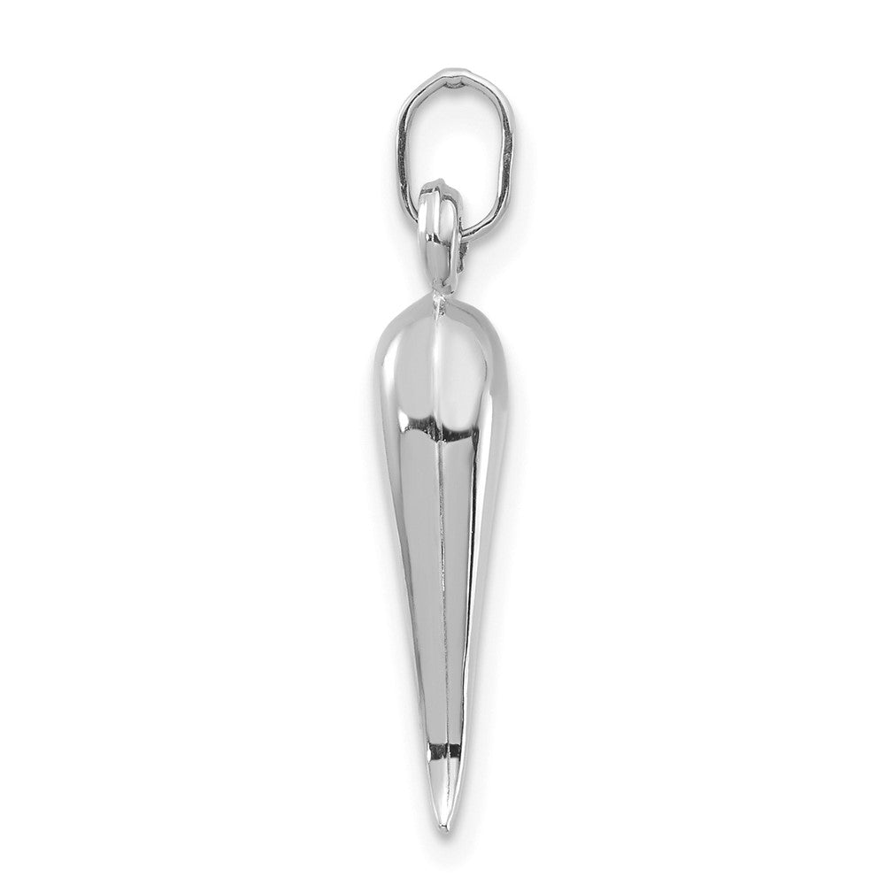 14K White Gold 3D Italian Horn Charm