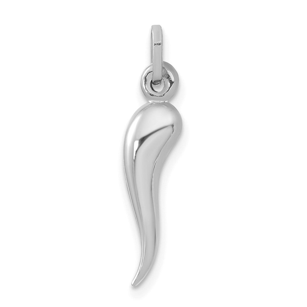 14K White Gold 3D Italian Horn Charm