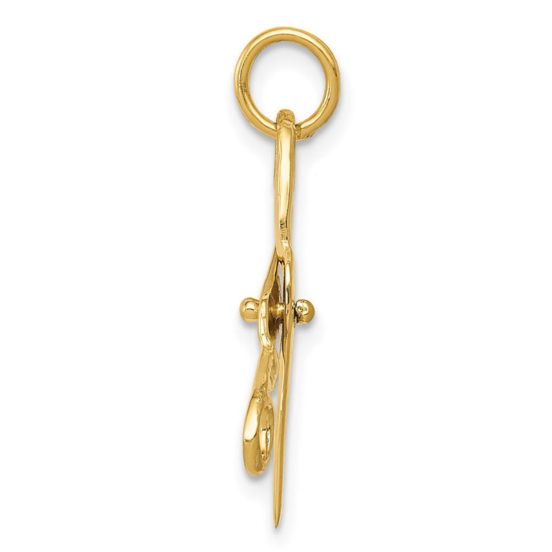 14k Yellow Gold 14k  3D Moveable Scissors Charm