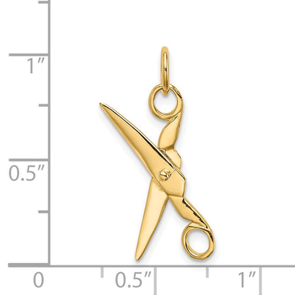 14k Yellow Gold 14k  3D Moveable Scissors Charm