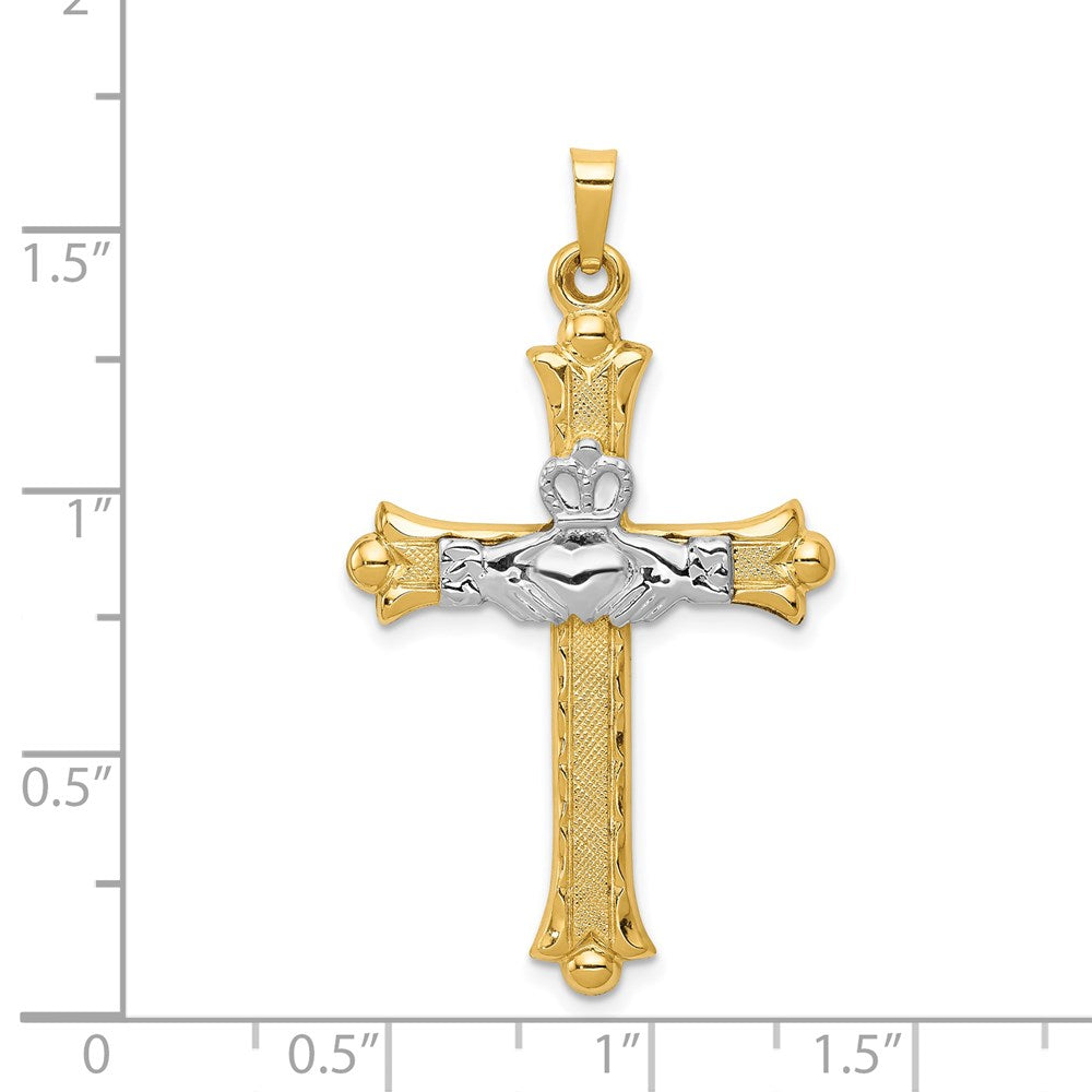 14k Two-tone 14k Two-tone Claddagh Cross Pendant