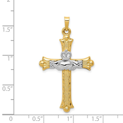 14k Two-tone 14k Two-tone Claddagh Cross Pendant