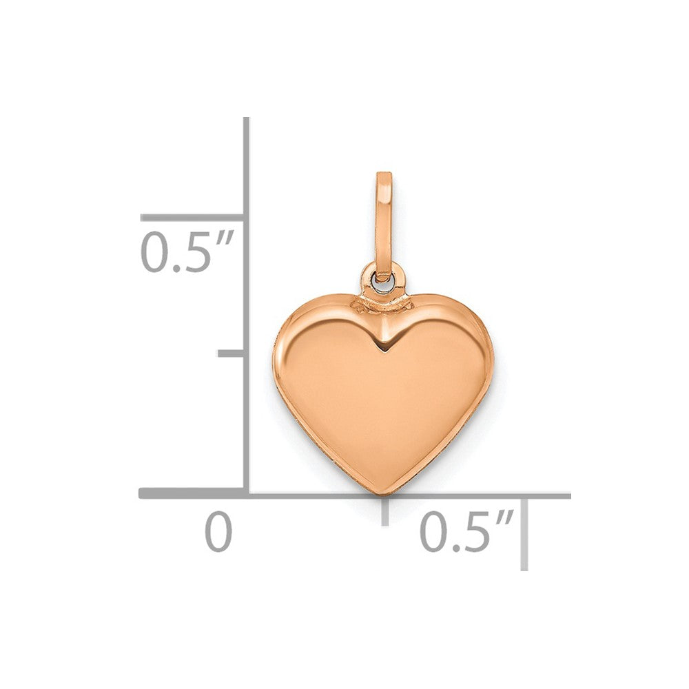 14k Rose Gold 14K Rose Gold Polished 3-D Heart Pendant