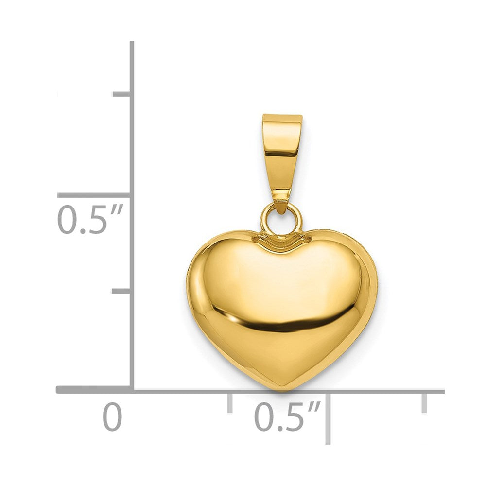14K Yellow Gold Polished 3 D Puffed Heart Pendant