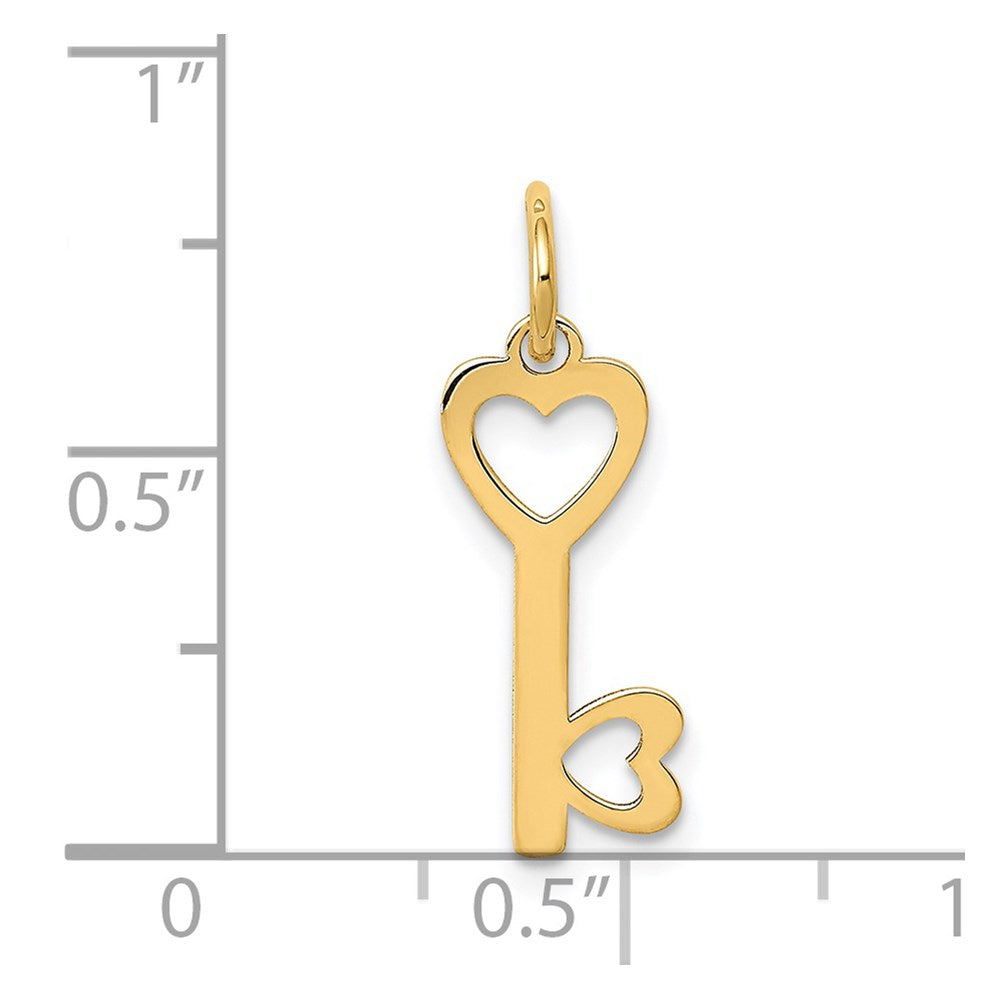 14k Yellow Gold 14K Polished Hearts Key Charm