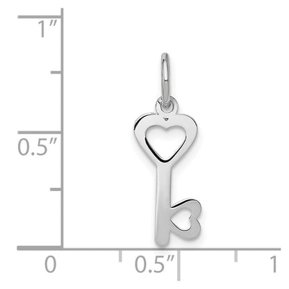 14k White Gold 14k White Gold Heart-Shaped Key and Lock Charm