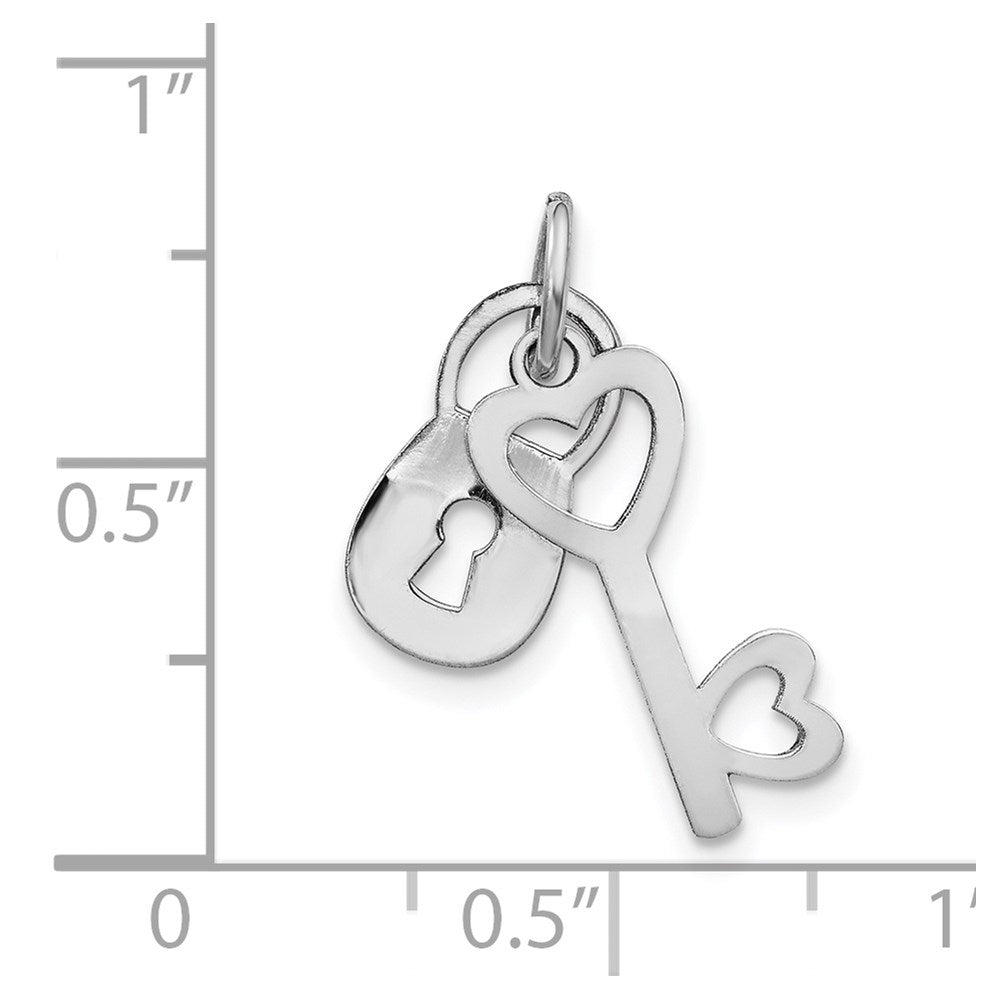 14k White Gold 14k White Gold Polished Moveable Lock and Heart Key Charm