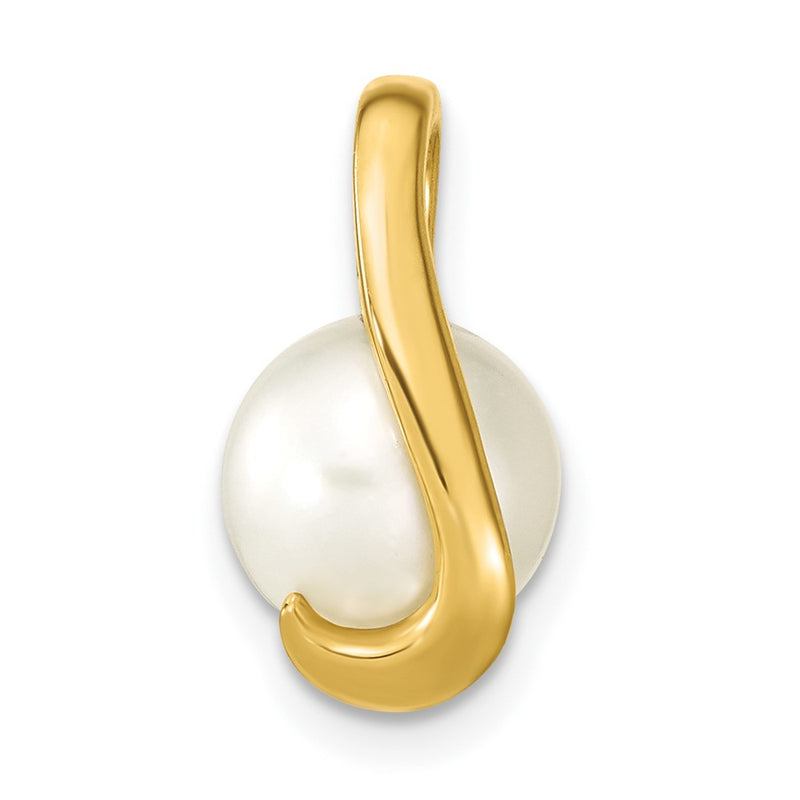 14k Yellow Gold 14k 8-9mm White Button Freshwater Cultured Pearl Pendant Slide