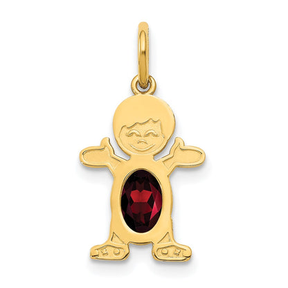 14k Yellow Gold 14K Boy 6x4 Oval Genuine Garnet-January