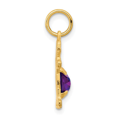14k Yellow Gold 14K Girl 6x4 Oval Genuine Amethyst-February