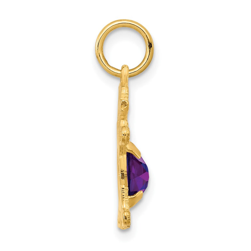 14k Yellow Gold 14K Girl 6x4 Oval Genuine Amethyst-February