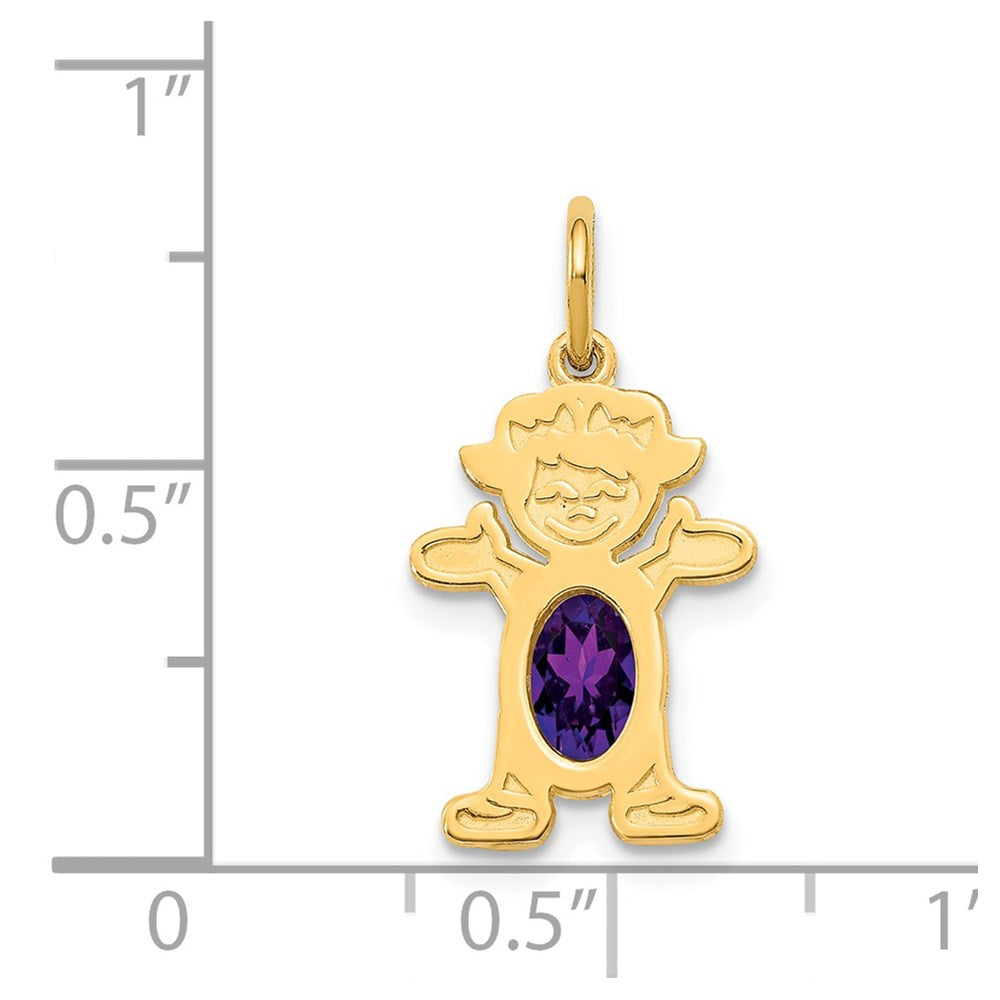 14k Yellow Gold 14K Girl 6x4 Oval Genuine Amethyst-February