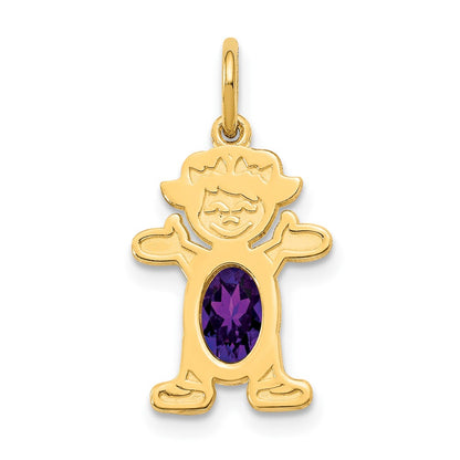 14k Yellow Gold 14K Girl 6x4 Oval Genuine Amethyst-February