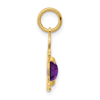 14k Yellow Gold 14K Boy 6x4 Oval Genuine Amethyst-February