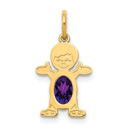 14k Yellow Gold 14K Boy 6x4 Oval Genuine Amethyst-February