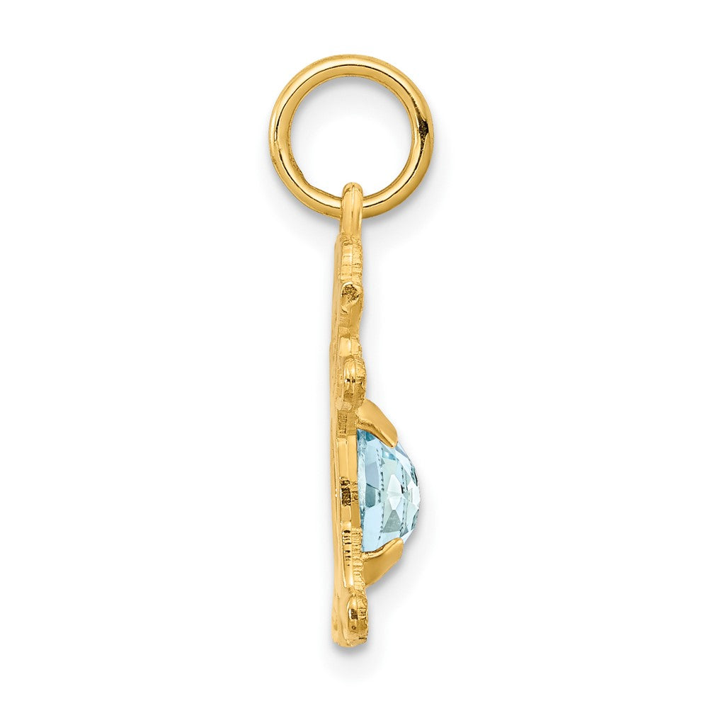 14k Yellow Gold 14K Girl 6x4 Oval Genuine Aquamarine-March