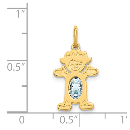 14k Yellow Gold 14K Girl 6x4 Oval Genuine Aquamarine-March