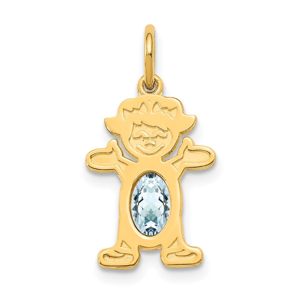 14k Yellow Gold 14K Girl 6x4 Oval Genuine Aquamarine-March