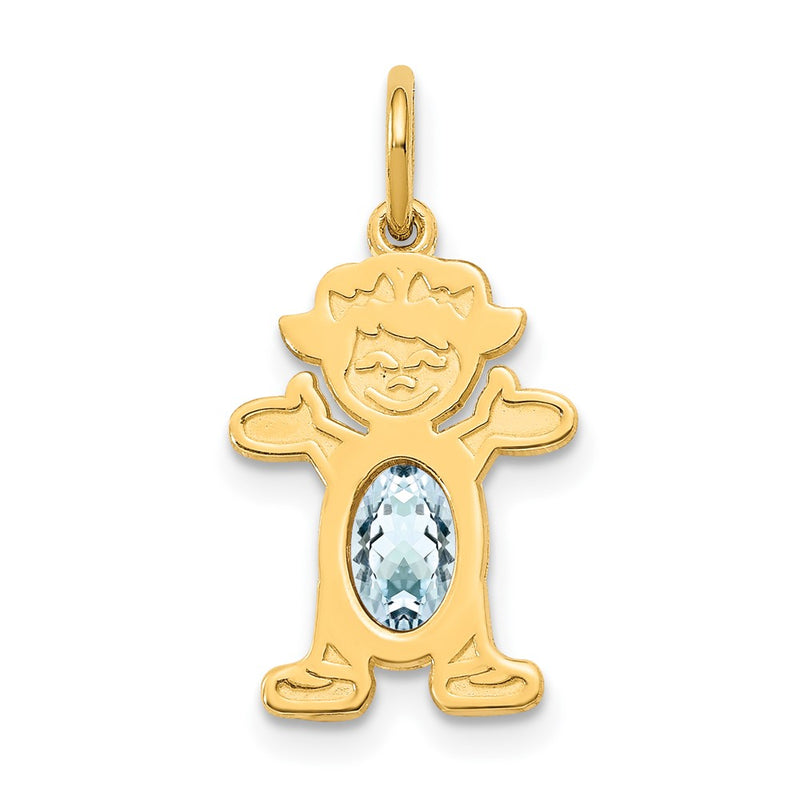 14k Yellow Gold 14K Girl 6x4 Oval Genuine Aquamarine-March