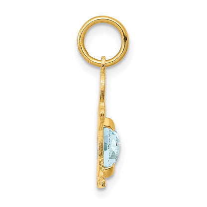 14k Yellow Gold 14K Boy 6x4 Oval Genuine Aquamarine-March