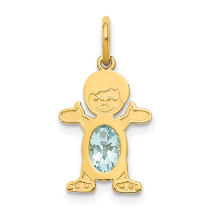 14k Yellow Gold 14K Boy 6x4 Oval Genuine Aquamarine-March