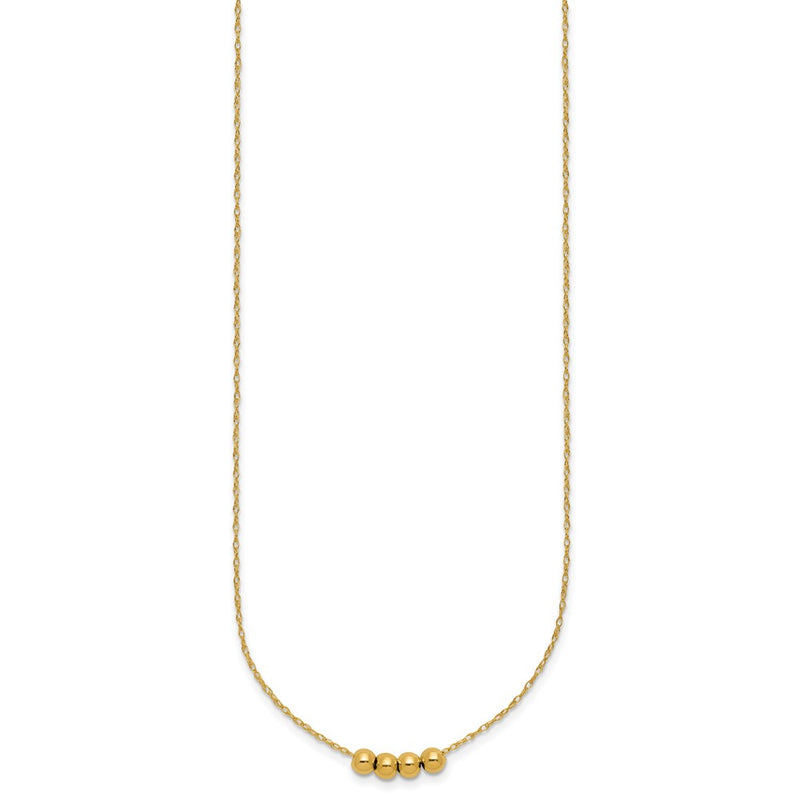 14K Yellow Gold W/ 4, 4mm Bead Necklace