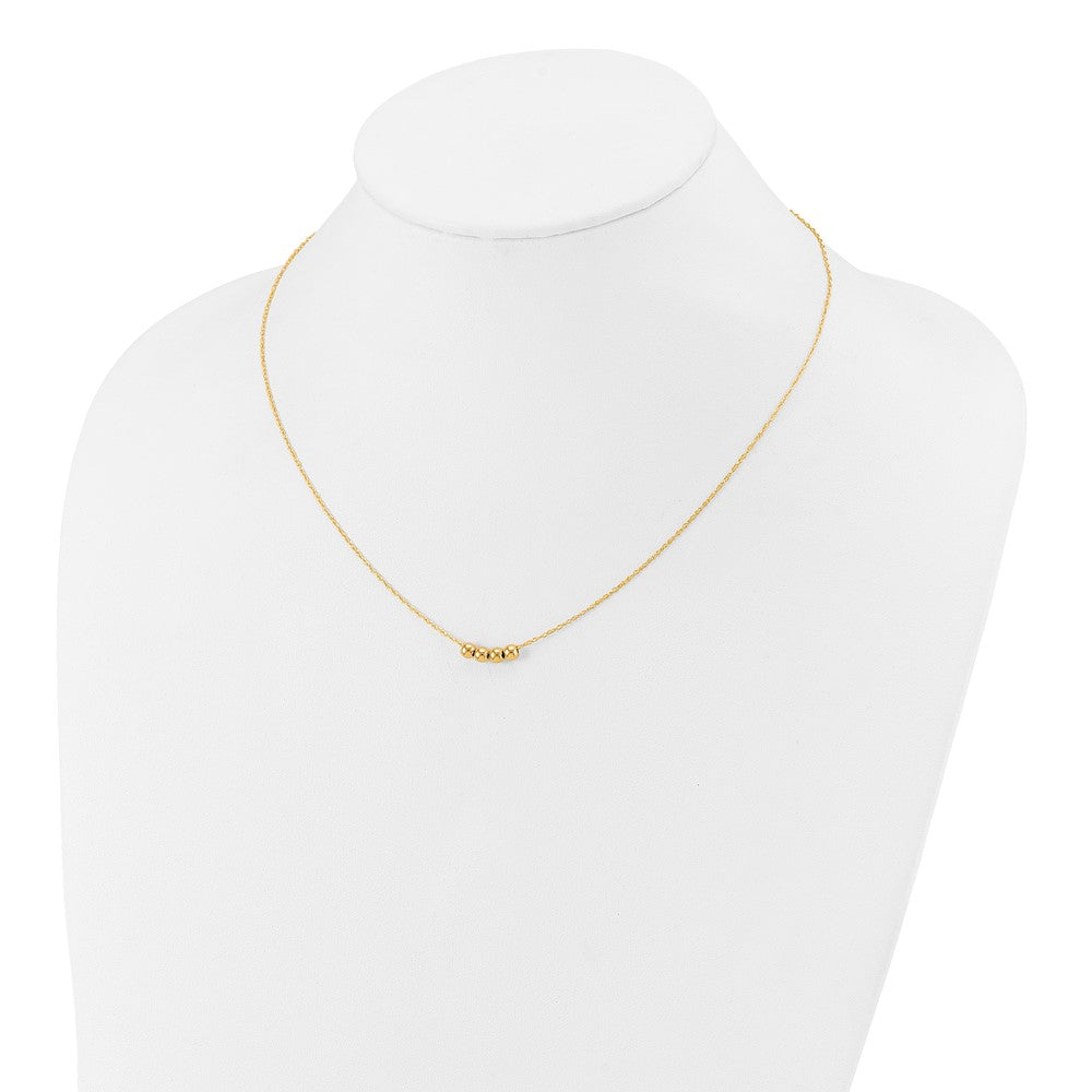 14K Yellow Gold W/ 4, 4mm Bead Necklace