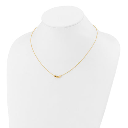 14K Yellow Gold W/ 4, 4mm Bead Necklace