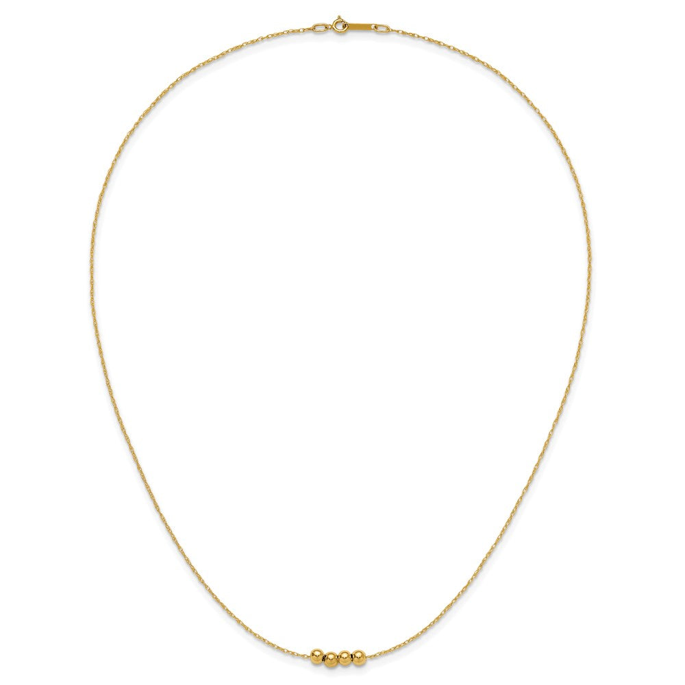 14K Yellow Gold W/ 4, 4mm Bead Necklace