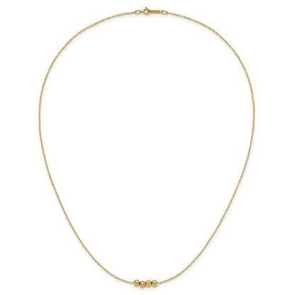 14K Yellow Gold W/ 4, 4mm Bead Necklace