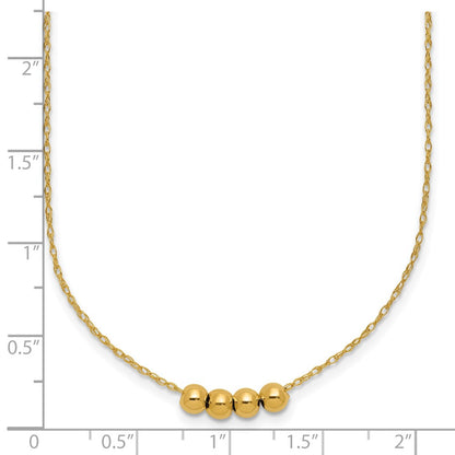 14K Yellow Gold W/ 4, 4mm Bead Necklace