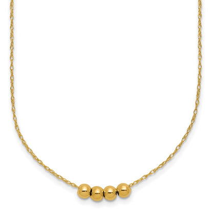 14K Yellow Gold W/ 4, 4mm Bead Necklace