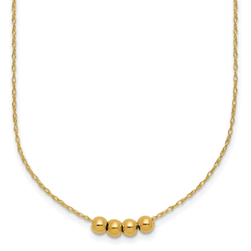 14K Yellow Gold W/ 4, 4mm Bead Necklace