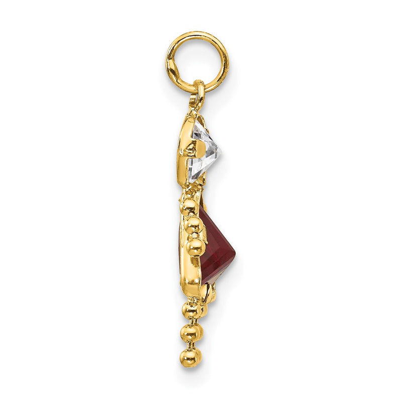 14k Yellow Gold 14ky January Girl Birthstone Charm