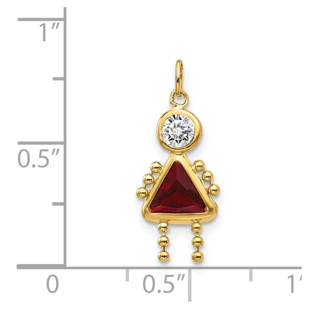 14k Yellow Gold 14ky January Girl Birthstone Charm