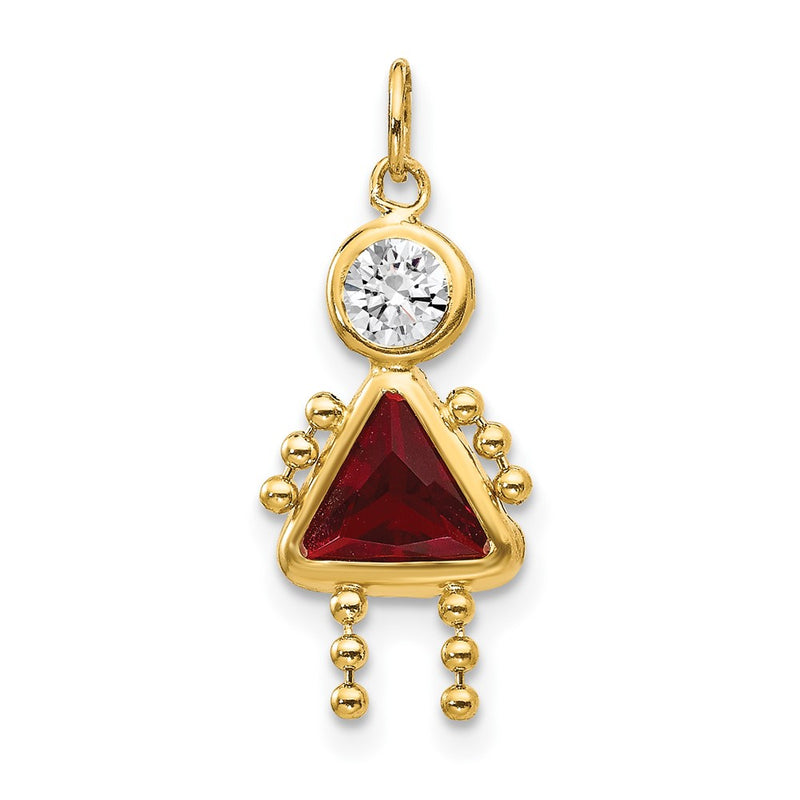 14k Yellow Gold 14ky January Girl Birthstone Charm