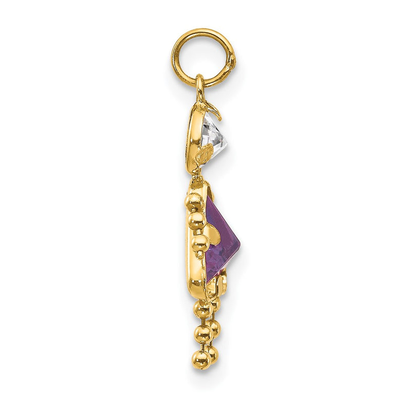 14k Yellow Gold 14k February Girl Birthstone Charm